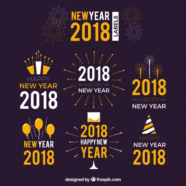 دانلود وکتور Retro new year stickers 2018