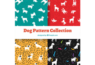 دانلود وکتور Dog pattern collection in four colors