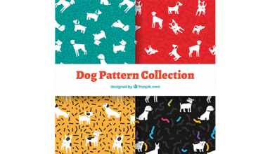 دانلود وکتور Dog pattern collection in four colors