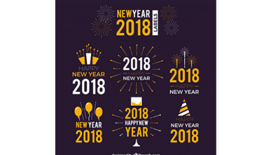 دانلود وکتور Retro new year stickers 2018