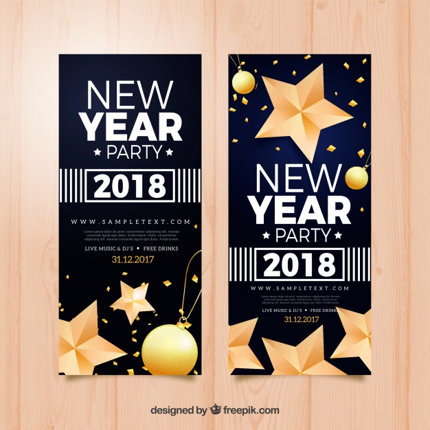 دانلود وکتور 2018 new year banners with stars