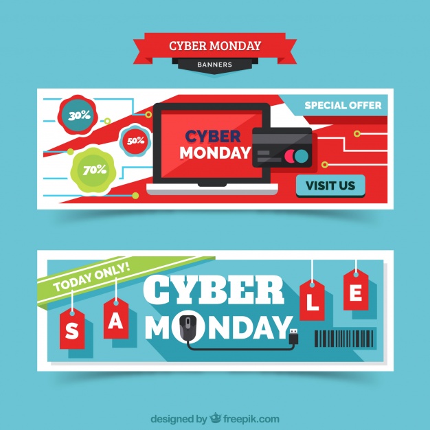 دانلود وکتور Banners of cyber monday