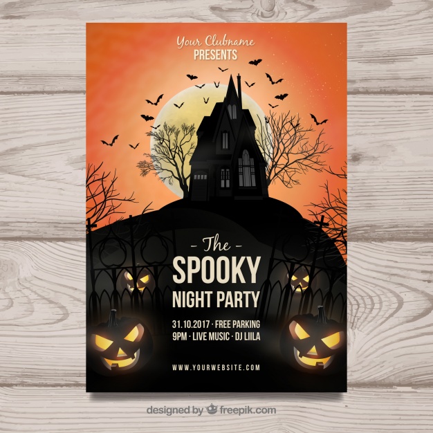 دانلود وکتور Creepy halloween party poster
