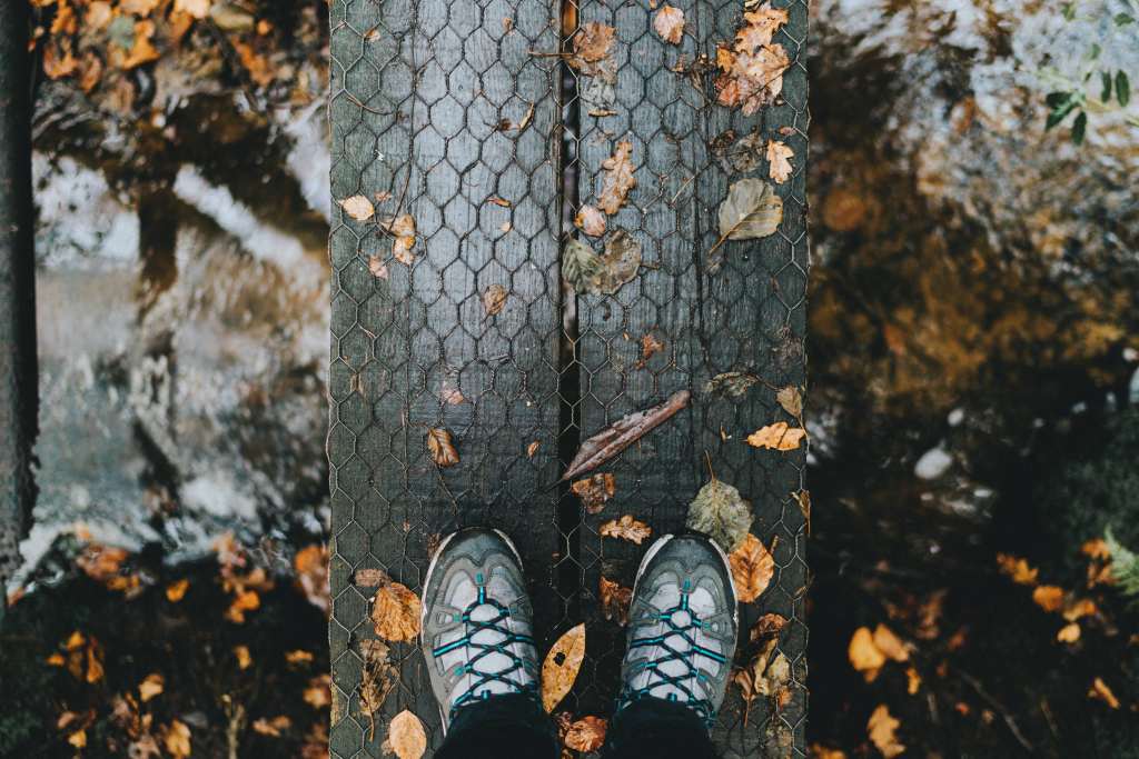 Feet Autumn Foliage Rain Wallpaper