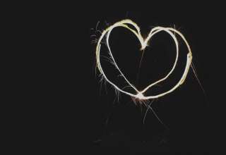 Heart Light Shape Dark Background Wallpaper