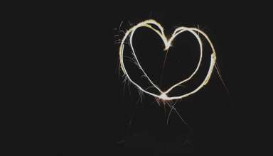 Heart Light Shape Dark Background Wallpaper