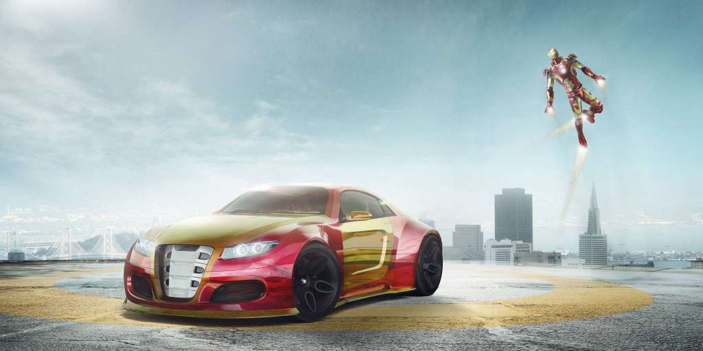 Iron Man Car Artwork Wallpaper