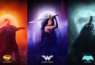 Justice League Superman, Wonder Woman, Batman Artwork Wallpaper