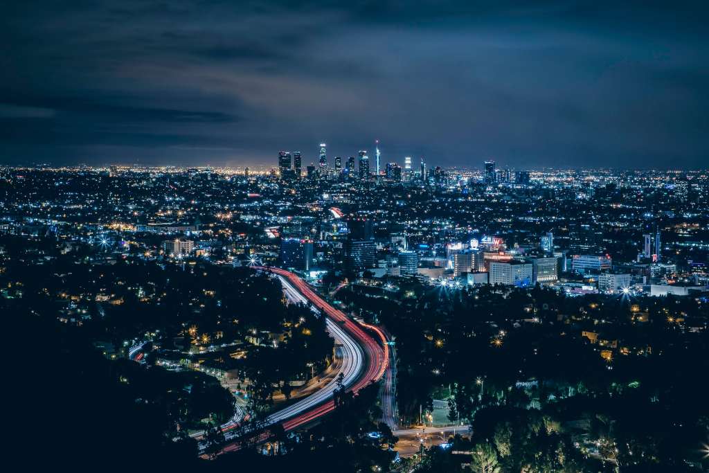 Los Angeles USA Skyscrapers Night Top View Wallpaper