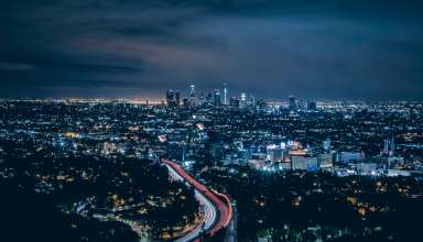 Los Angeles USA Skyscrapers Night Top View Wallpaper