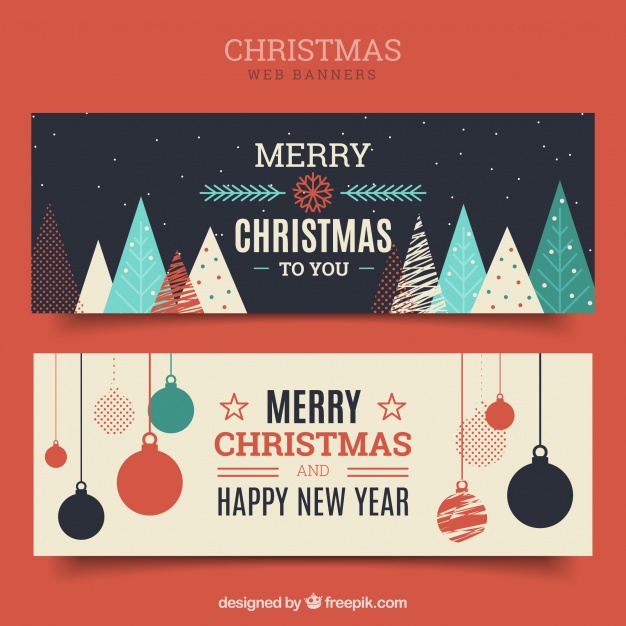 دانلود وکتور Merry christmas vintage banners