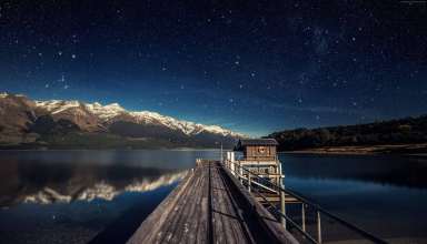 Night Sky Stars Mountains Bridge New Zealand Wallpaper