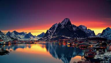 Norway Lofoten Islands Mountains Sea Sunrise 5k Wallpaper