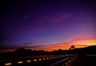 Road Night Markings Sky Wallpaper