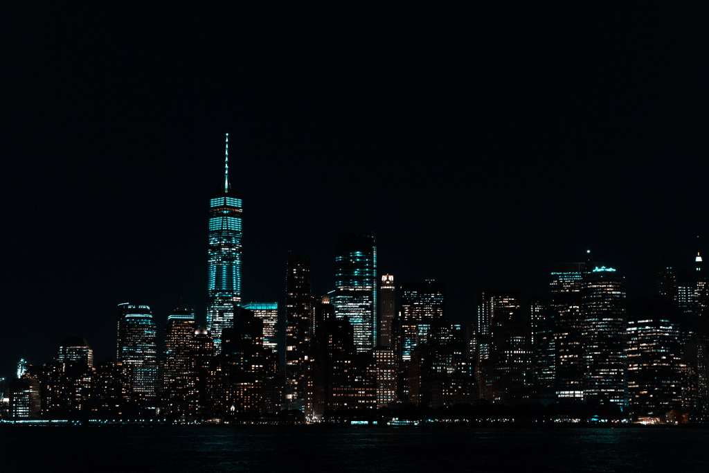 Skyscrapers Night Panorama Light Wallpaper