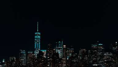 Skyscrapers Night Panorama Light Wallpaper