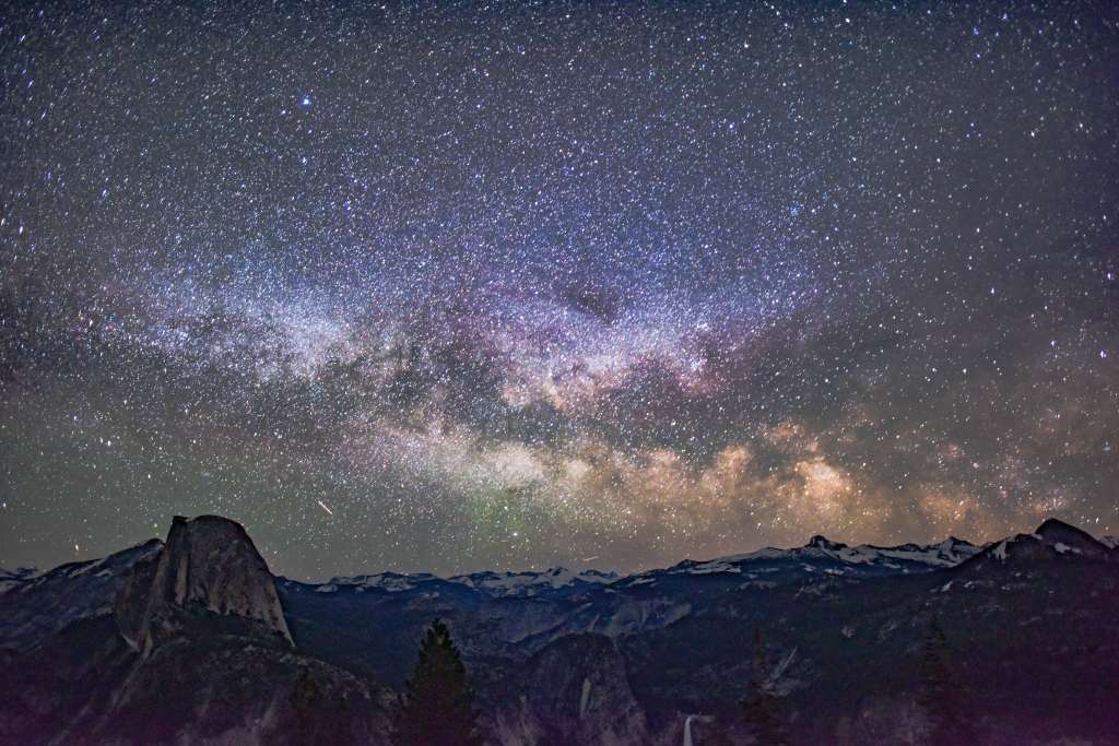 Starry Sky Mountains Galaxy Universe Wallpaper