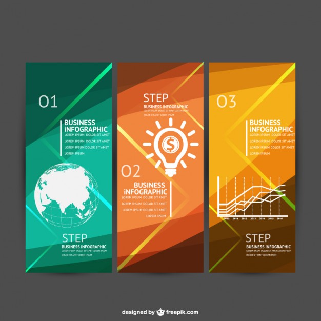 دانلود وکتور Three steps business infographics