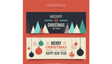 دانلود وکتور Merry christmas vintage banners