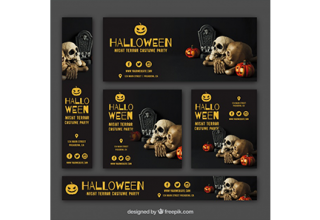 دانلود وکتور Set of halloween party banners