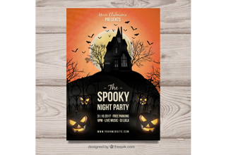 دانلود وکتور Creepy halloween party poster