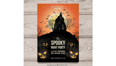 دانلود وکتور Creepy halloween party poster