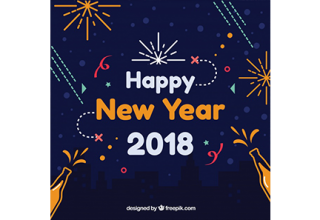 دانلود وکتور Happy new year 2018 flat background