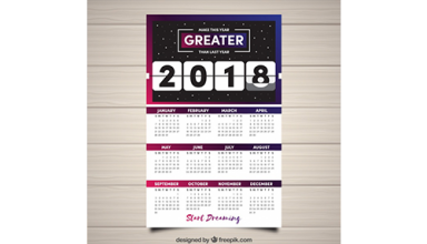 دانلود وکتور 2018 space calendar