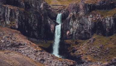 Waterfall Rocks Mountains Wallpaper