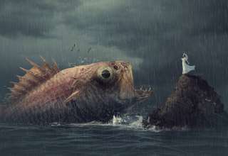 Woman Fish Rain Wallpaper