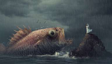 Woman Fish Rain Wallpaper