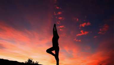 Yoga Silhouette Sunset Man Wallpaper