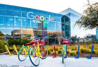 Google Headquarters with bikes on foreground