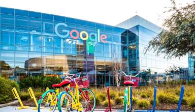 Google Headquarters with bikes on foreground