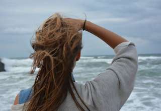 Back View Hair Observing Ocean Wallpaper