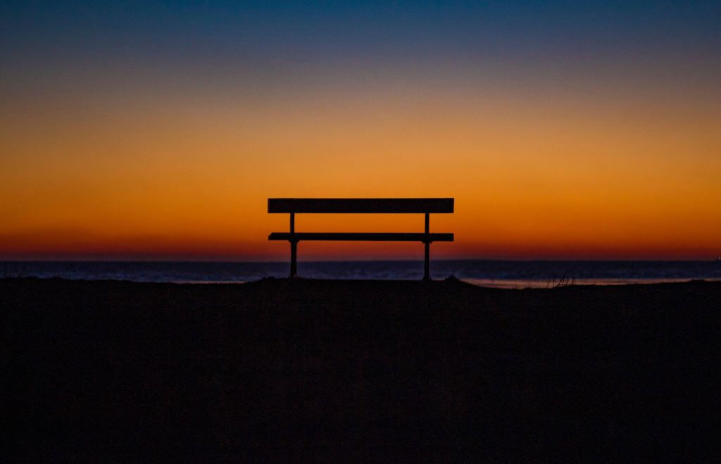 Bench Sky Horizon Wallpaper