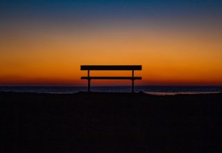 Bench Sky Horizon Wallpaper