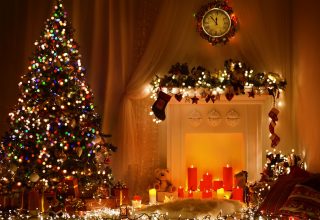 Christmas New Year Toys Tree Fireplace Decorations 4k Wallpaper