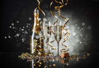 Christmas New Year Champagne Wallpaper