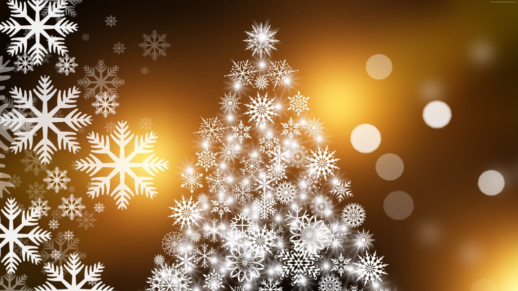 Christmas New Year Tree Snowflakes 4k Wallpaper