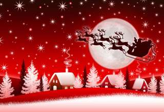 Christmas New Year Santa Deer Moon Winter 8k Wallpaper