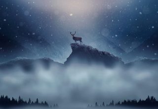 Christmas Deer Snowfall Wallpaper