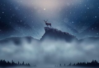 Christmas Deer Snowfall Wallpaper