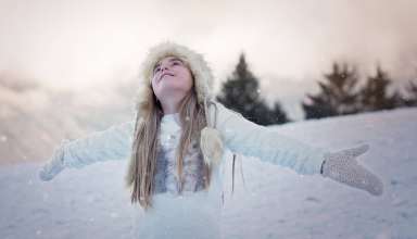 Girl Wearing Cap Gloves Snow Playing Wallpaper