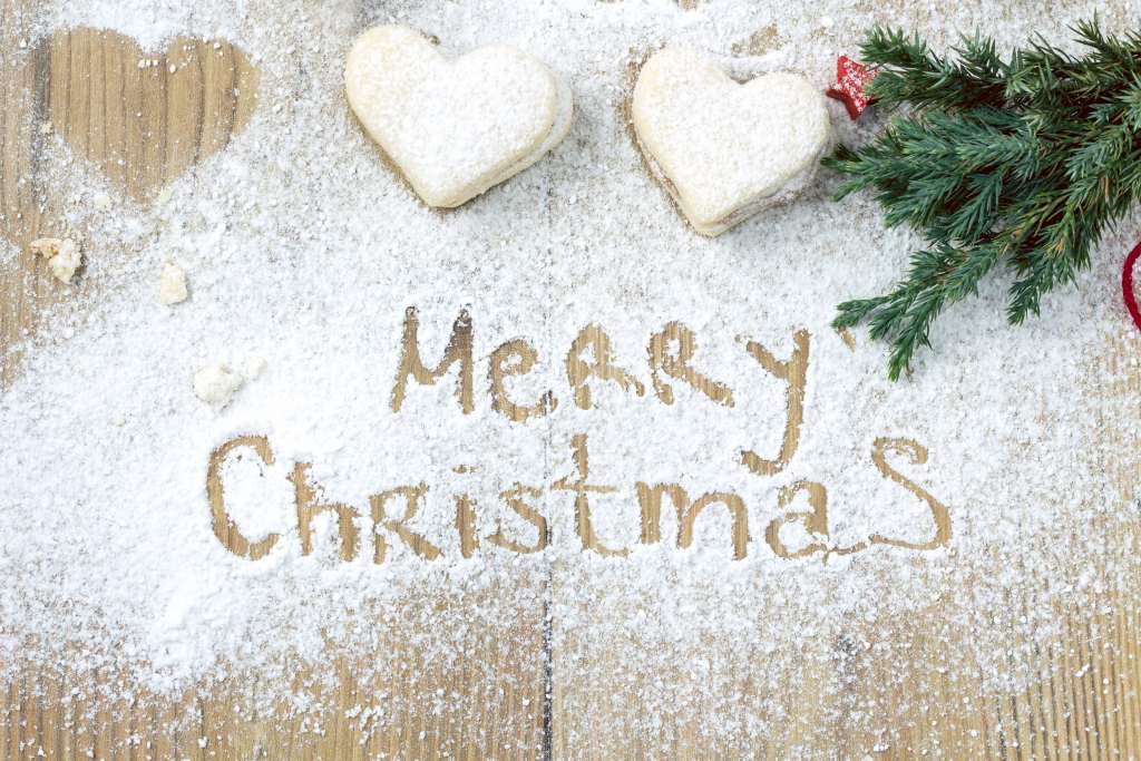 Marry Christmas Holiday Cookies Powdered Sugar Branch Wallpaper