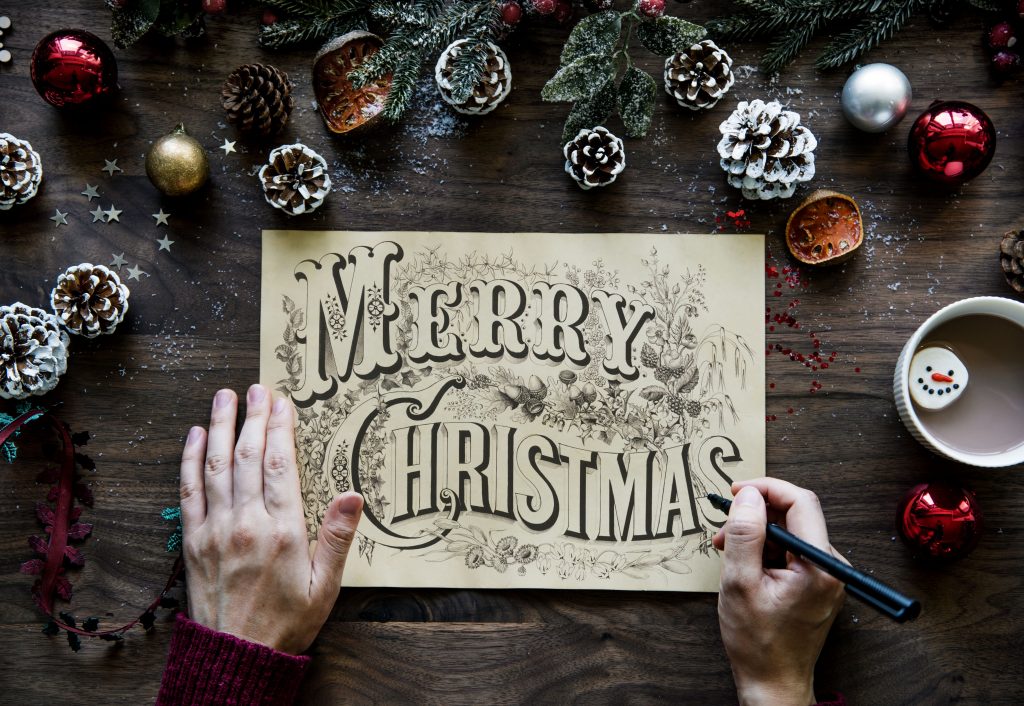 Merry Christmas Greeting Photo Wallpaper