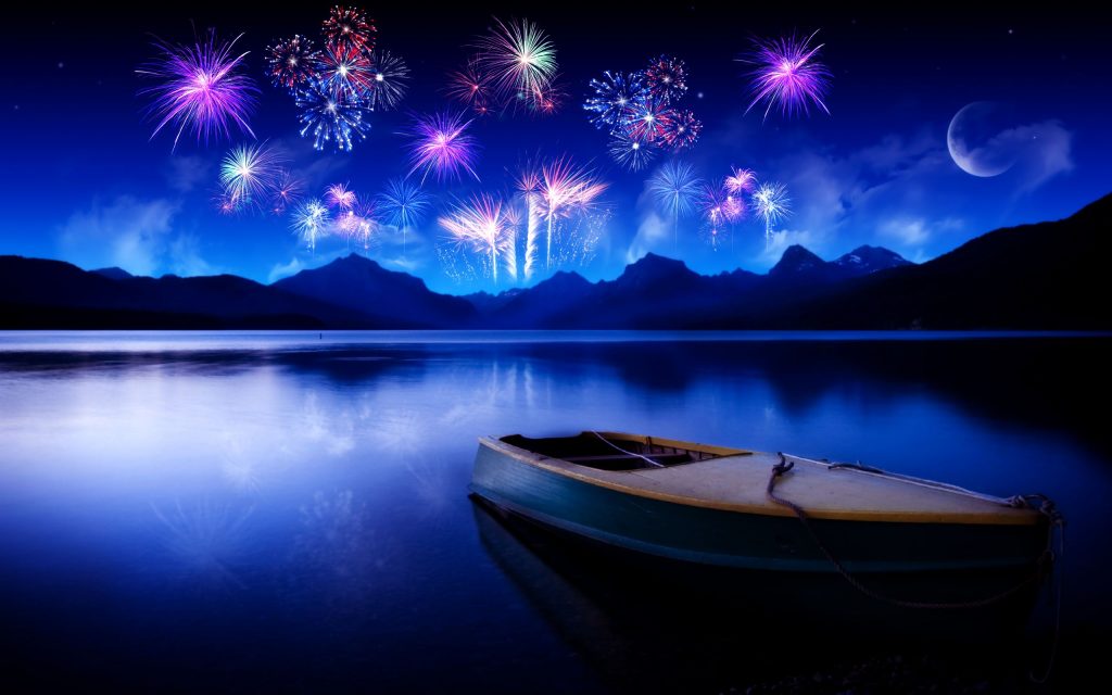 New Year Fireworks Reflections Wallpaper