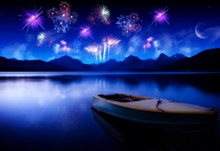 New Year Fireworks Reflections Wallpaper