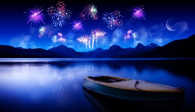 New Year Fireworks Reflections Wallpaper