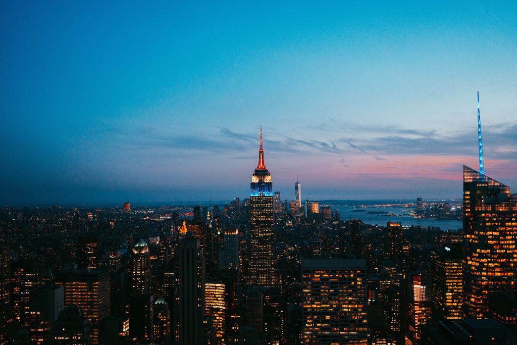 New York United States Skyscrapers Night City Wallpaper